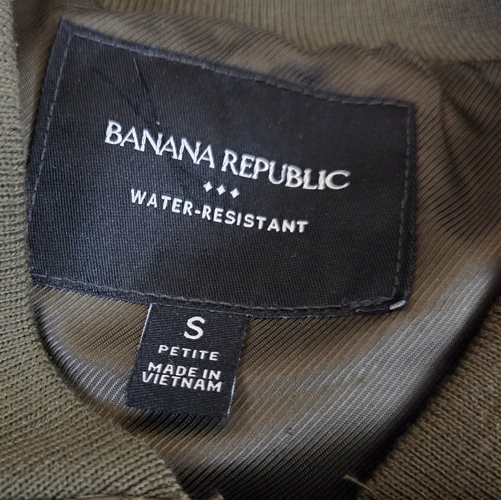 Banana Republic Nylon Quilted Jacket Water Resistant Snap Zip Bomber Green Small - Picture 4 of 14